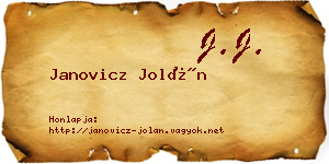 Janovicz Jolán névjegykártya